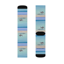 Load image into Gallery viewer, Step out in style with these funky socks! 3 sizes. Ribbed tube, cushioned bottoms, sublimated print by Kerry Sandhu Art
