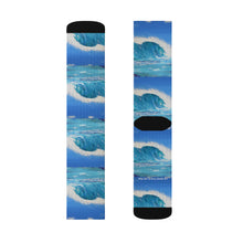 Load image into Gallery viewer, Step out in style with these funky socks! 3 sizes. Ribbed tube, cushioned bottoms, sublimated print by Kerry Sandhu Art
