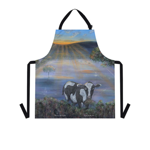 Apron - lightweight, silky finish 100% polyester, two front pockets. Many original artwork designs by Kerry Sandhu Art