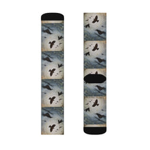 Load image into Gallery viewer, Step out in style with these funky socks! 3 sizes. Ribbed tube, cushioned bottoms, sublimated print by Kerry Sandhu Art
