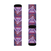 Load image into Gallery viewer, Step out in style with these funky socks! 3 sizes. Ribbed tube, cushioned bottoms, sublimated print by Kerry Sandhu Art
