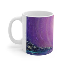 Load image into Gallery viewer, 11oz BPA, lead-free, microwave/dishwasher safe, white ceramic, vivid colours. Many original artworks by Kerry Sandhu Art
