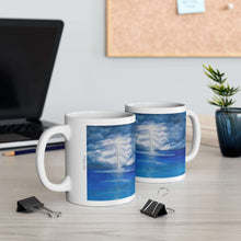 Load image into Gallery viewer, 11oz BPA, lead-free, microwave/dishwasher safe, white ceramic, vivid colours. Many original artworks by Kerry Sandhu Art
