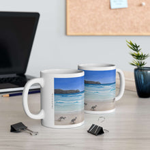 Load image into Gallery viewer, 11oz BPA, lead-free, microwave/dishwasher safe, white ceramic, vivid colours. Many original artworks by Kerry Sandhu Art
