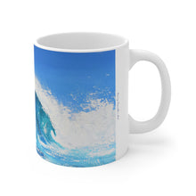 Load image into Gallery viewer, 11oz BPA, lead-free, microwave/dishwasher safe, white ceramic, vivid colours. Many original artworks by Kerry Sandhu Art
