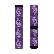 Load image into Gallery viewer, Step out in style with these funky socks! 3 sizes. Ribbed tube, cushioned bottoms, sublimated print by Kerry Sandhu Art
