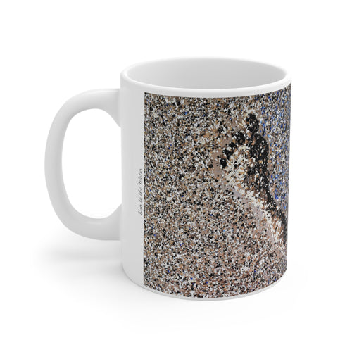 11oz BPA, lead-free, microwave/dishwasher safe, white ceramic, vivid colours. Many original artworks by Kerry Sandhu Art