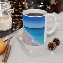 Load image into Gallery viewer, 11oz BPA, lead-free, microwave/dishwasher safe, white ceramic, vivid colours. Many original artworks by Kerry Sandhu Art

