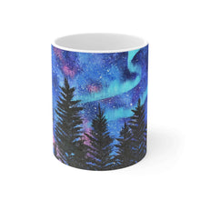 Load image into Gallery viewer, 11oz BPA, lead-free, microwave/dishwasher safe, white ceramic, vivid colours. Many original artworks by Kerry Sandhu Art
