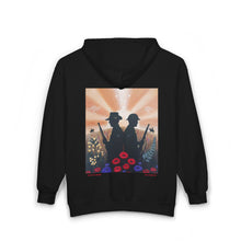 Load image into Gallery viewer, Spirit of the A N Z A Cs (Lest We Forget) - Unisex  ZIP UP HOODIE (Image on back) - by Kerry Sandhu Art
