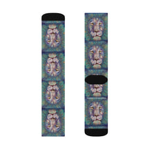 Load image into Gallery viewer, Step out in style with these funky socks! 3 sizes. Ribbed tube, cushioned bottoms, sublimated print by Kerry Sandhu Art
