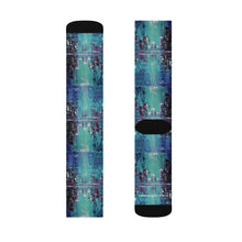 Load image into Gallery viewer, Step out in style with these funky socks! 3 sizes. Ribbed tube, cushioned bottoms, sublimated print by Kerry Sandhu Art
