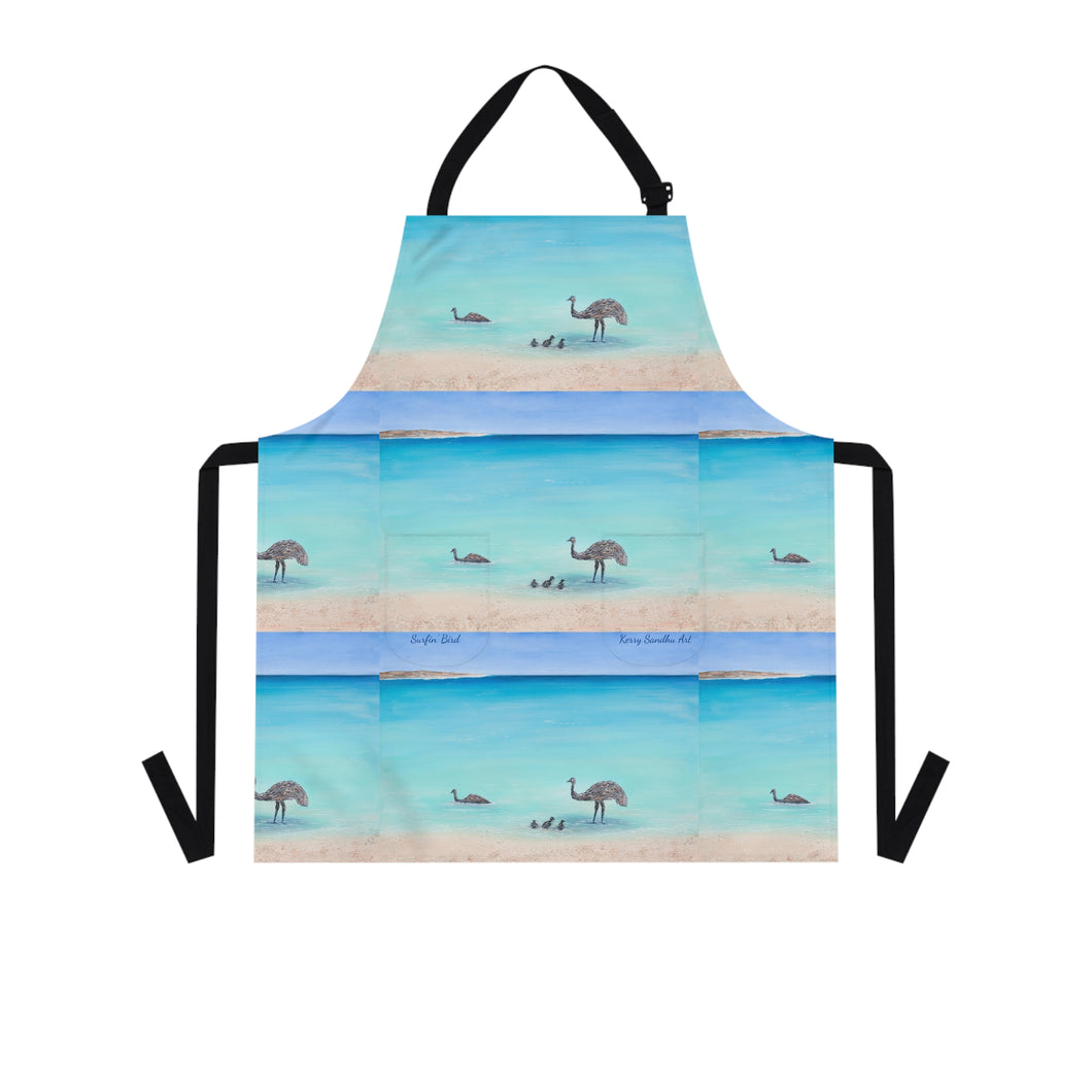 Apron - lightweight, silky finish 100% polyester, two front pockets. Many original artwork designs by Kerry Sandhu Art