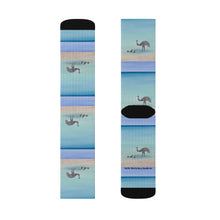 Load image into Gallery viewer, Step out in style with these funky socks! 3 sizes. Ribbed tube, cushioned bottoms, sublimated print by Kerry Sandhu Art
