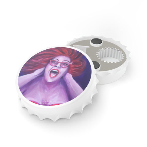 Plastic exterior w/ metallic bottom, magnetic back, 2 different opening mechanisms, matte finish. Art by Kerry Sandhu Art