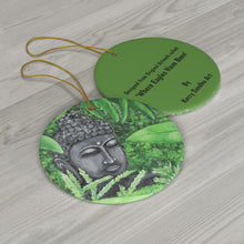 Load image into Gallery viewer, Original artwork front, description on back. Thick high-quality porcelain. 7cm diameter. Comes w/ ribbon by Kerry Sandhu Art
