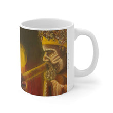 Load image into Gallery viewer, 11oz BPA, lead-free, microwave/dishwasher safe, white ceramic, vivid colours. Many original artworks by Kerry Sandhu Art
