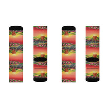 Load image into Gallery viewer, Step out in style with these funky socks! 3 sizes. Ribbed tube, cushioned bottoms, sublimated print by Kerry Sandhu Art
