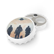 Load image into Gallery viewer, The Dust of Uruzgan (with Jet) - MAGNETIC BOTTLE OPENER - Designed from original Anzac day artwork
