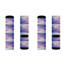 Load image into Gallery viewer, Step out in style with these funky socks! 3 sizes. Ribbed tube, cushioned bottoms, sublimated print by Kerry Sandhu Art

