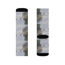 Load image into Gallery viewer, Step out in style with these funky socks! 3 sizes. Ribbed tube, cushioned bottoms, sublimated print by Kerry Sandhu Art
