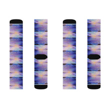 Load image into Gallery viewer, Step out in style with these funky socks! 3 sizes. Ribbed tube, cushioned bottoms, sublimated print by Kerry Sandhu Art

