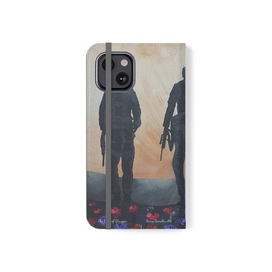The Dust of Uruzgan (with Poppies) - PHONE CASE WALLET for Samsung & iPhones - Designed from original Anzac Day artwork