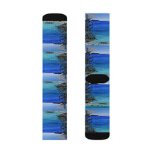 Load image into Gallery viewer, Step out in style with these funky socks! 3 sizes. Ribbed tube, cushioned bottoms, sublimated print by Kerry Sandhu Art
