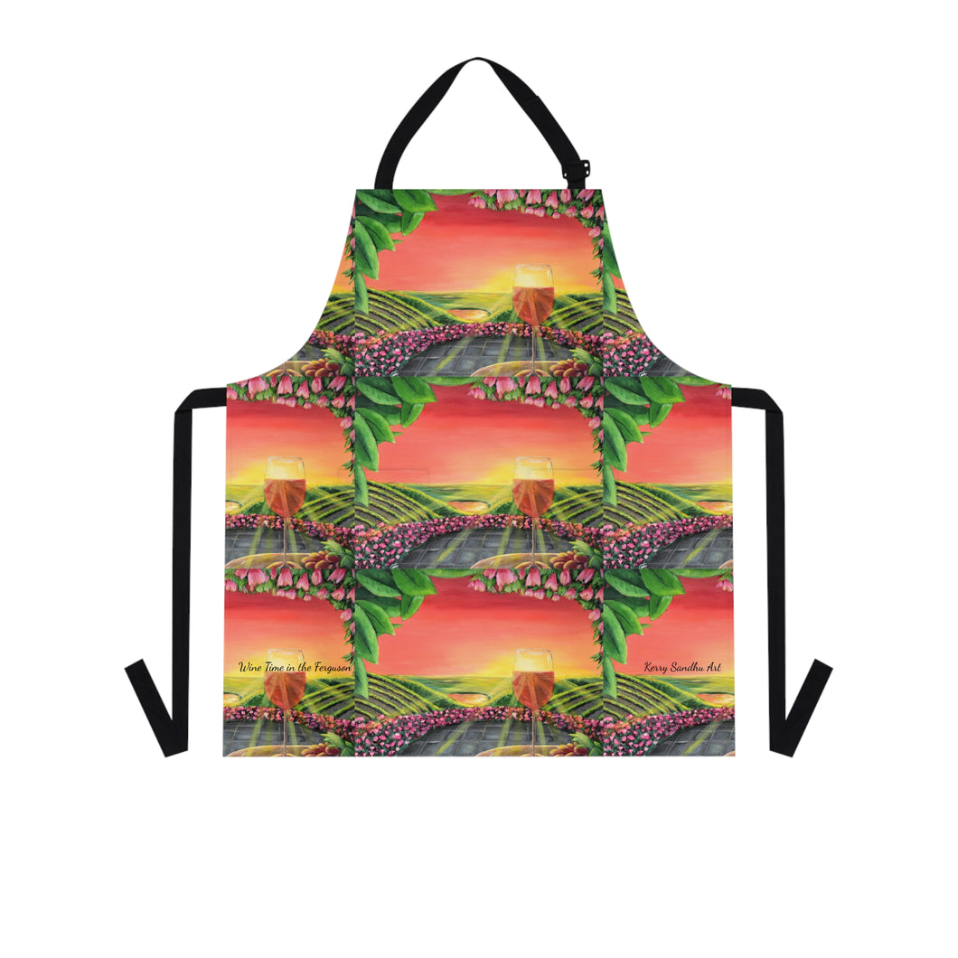 Apron - lightweight, silky finish 100% polyester, two front pockets. Many original artwork designs by Kerry Sandhu Art