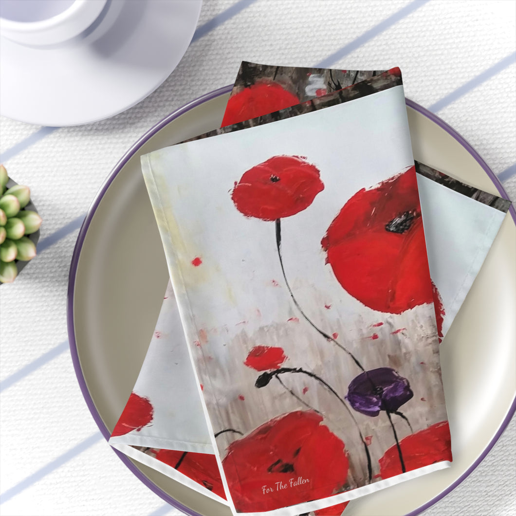 Soft to touch microfiber polyester, printed on top with non-printed white bottom, 4-piece napkin sets by Kerry Sandhu Art