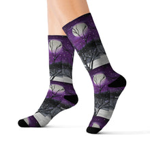 Load image into Gallery viewer, Step out in style with these funky socks! 3 sizes. Ribbed tube, cushioned bottoms, sublimated print by Kerry Sandhu Art
