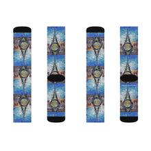 Load image into Gallery viewer, Step out in style with these funky socks! 3 sizes. Ribbed tube, cushioned bottoms, sublimated print by Kerry Sandhu Art
