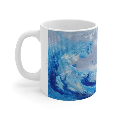 11oz BPA, lead-free, microwave/dishwasher safe, white ceramic, vivid colours. Many original artworks by Kerry Sandhu Art