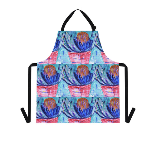 Apron - lightweight, silky finish 100% polyester, two front pockets. Many original artwork designs by Kerry Sandhu Art