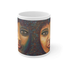 Load image into Gallery viewer, 11oz BPA, lead-free, microwave/dishwasher safe, white ceramic, vivid colours. Many original artworks by Kerry Sandhu Art
