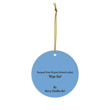 Load image into Gallery viewer, Original artwork front, description on back. Thick high-quality porcelain. 7cm diameter. Comes w/ ribbon by Kerry Sandhu Art
