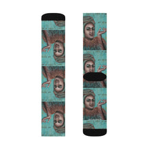 Load image into Gallery viewer, Step out in style with these funky socks! 3 sizes. Ribbed tube, cushioned bottoms, sublimated print by Kerry Sandhu Art
