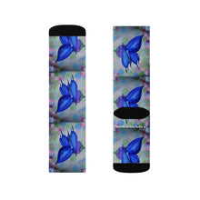 Load image into Gallery viewer, Step out in style with these funky socks! 3 sizes. Ribbed tube, cushioned bottoms, sublimated print by Kerry Sandhu Art
