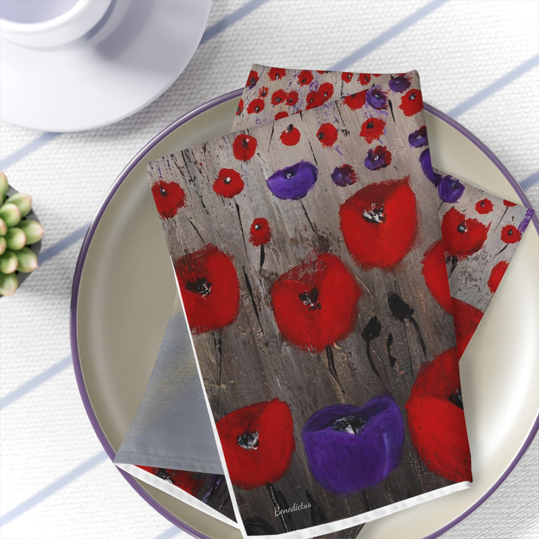 Soft to touch microfiber polyester, printed on top with non-printed white bottom, 4-piece napkin sets by Kerry Sandhu Art