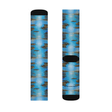 Load image into Gallery viewer, Step out in style with these funky socks! 3 sizes. Ribbed tube, cushioned bottoms, sublimated print by Kerry Sandhu Art
