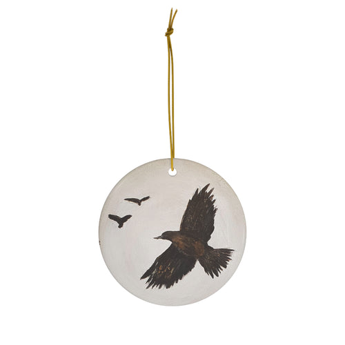 Original artwork front, description on back. Thick high-quality porcelain. 7cm diameter. Comes w/ ribbon by Kerry Sandhu Art
