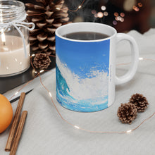 Load image into Gallery viewer, 11oz BPA, lead-free, microwave/dishwasher safe, white ceramic, vivid colours. Many original artworks by Kerry Sandhu Art
