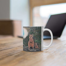 Load image into Gallery viewer, 11oz BPA, lead-free, microwave/dishwasher safe, white ceramic, vivid colours. Many original artworks by Kerry Sandhu Art
