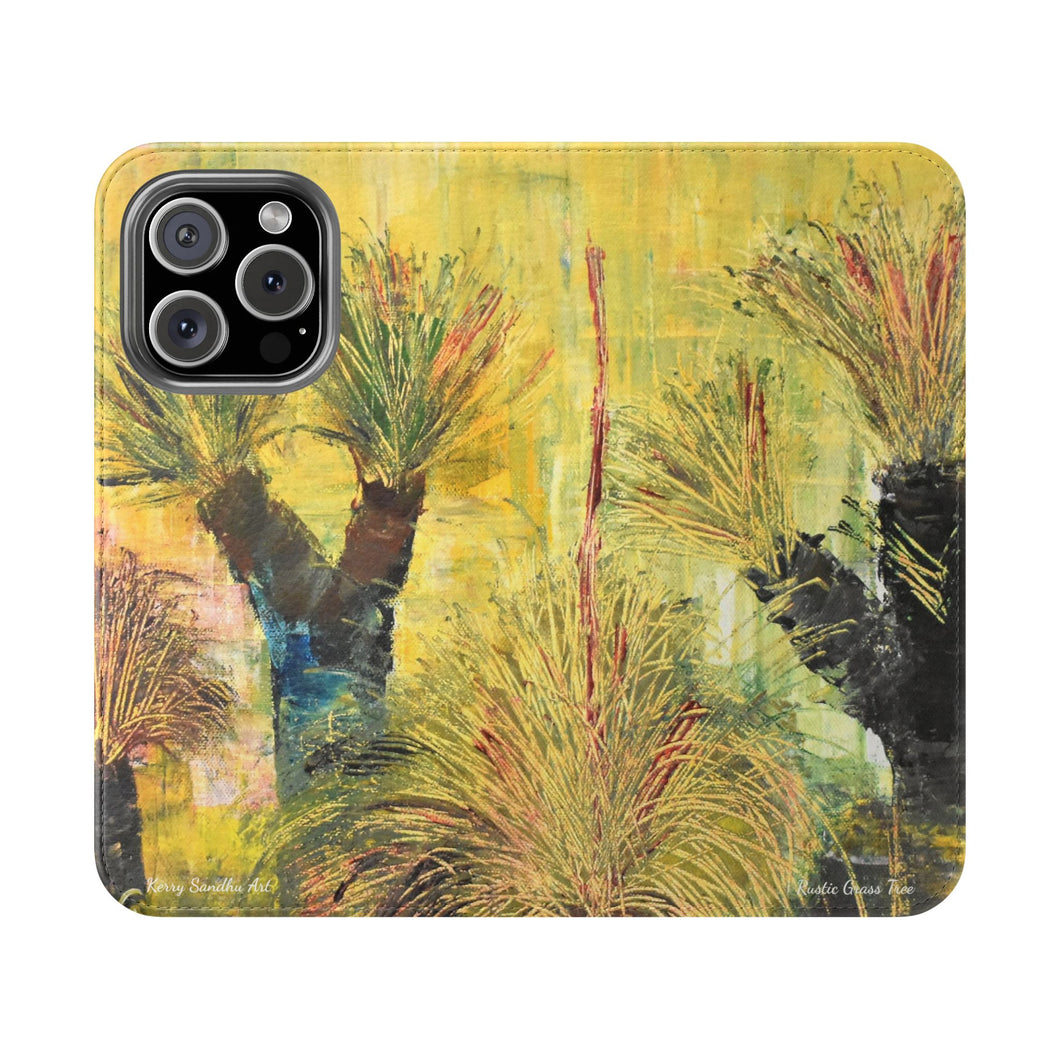 Rustic Grass Tree - PHONE CASE WALLET - by Kerry Sandhu Art
