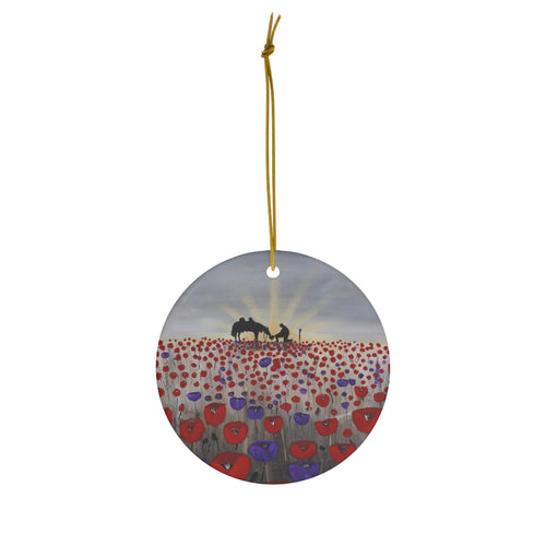 Original artwork front, description on back. Thick high-quality porcelain. 7cm diameter. Comes w/ ribbon by Kerry Sandhu Art