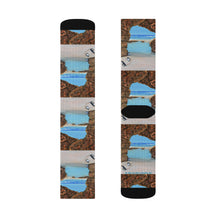 Load image into Gallery viewer, Step out in style with these funky socks! 3 sizes. Ribbed tube, cushioned bottoms, sublimated print by Kerry Sandhu Art
