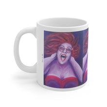 Load image into Gallery viewer, 11oz BPA, lead-free, microwave/dishwasher safe, white ceramic, vivid colours. Many original artworks by Kerry Sandhu Art
