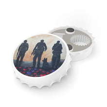Load image into Gallery viewer, The Dust of Uruzgan (with Poppies) - MAGNETIC BOTTLE OPENER - Designed from original Anzac day artwork

