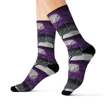 Load image into Gallery viewer, Step out in style with these funky socks! 3 sizes. Ribbed tube, cushioned bottoms, sublimated print by Kerry Sandhu Art
