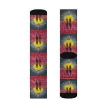 Load image into Gallery viewer, Step out in style with these funky socks! 3 sizes. Ribbed tube, cushioned bottoms, sublimated print by Kerry Sandhu Art
